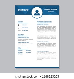 Job Resume Template, Modern CV Template, Word Resume Design, Simple Resume, Cover Letter Vector