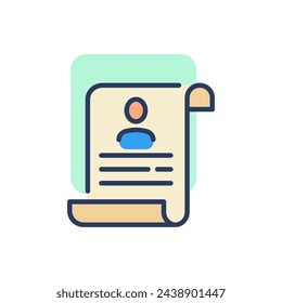 Job resume thin icon. Personal file, document with photo, CV. Line icon for human resource, candidate selection, career, employment concept