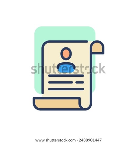 Job resume thin icon. Personal file, document with photo, CV. Line icon for human resource, candidate selection, career, employment concept