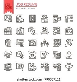 Job Resume , Thin Line and Pixel Perfect Icons
