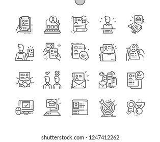 Job Resume Well-crafted Pixel Perfect Vector Thin Line Icons 30 2x Grid for Web Graphics and Apps. Simple Minimal Pictogram