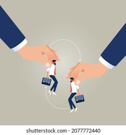 Job Rotation vector concept, business hand hold businessman Job rotation, substituted position 