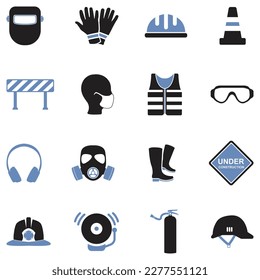 Job Safety Icons. Two Tone Flat Design. Vector Illustration.