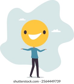 Job satisfaction, employee happiness or optimistic attitude, cheerful morality or endorphins for positive thinking, feel good, emotional intelligence.business concept.flat character.