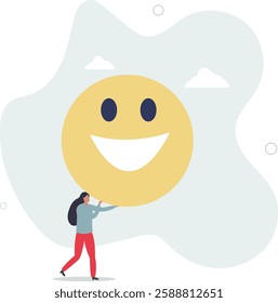 Job satisfaction, employee happiness or optimistic attitude, cheerful morality or endorphins for positive thinking, feel good, emotional intelligence concept.flat character life .