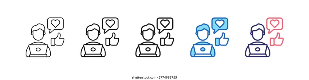 Job Satisfaction Icon In 5 Different Styles Set Collection.