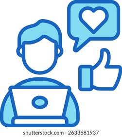 Icono de satisfacción laboral Ilustración vectorial azul