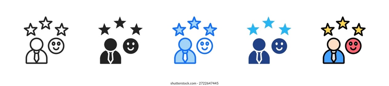 Conjunto de iconos de satisfacción laboral Colección de estilos múltiples