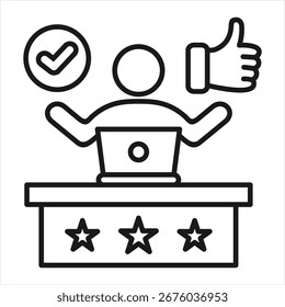 Icono de contorno de satisfacción laboral Ilustración vectorial
