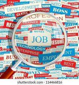JOB. Seamless backdrop and magnifying glass.