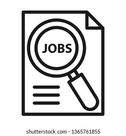 Job searce on paper. Stroke outline style. Vector. Isolate on white background.