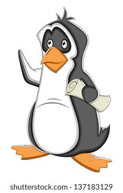 Job Search Cartoon Penguin Vector Illustration