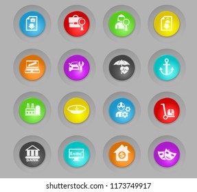 job search colored plastic round buttons vector icons for web and user interface design