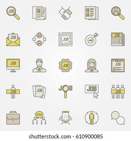 Job search colorful icons. Vector set of human resource and employment creative signs