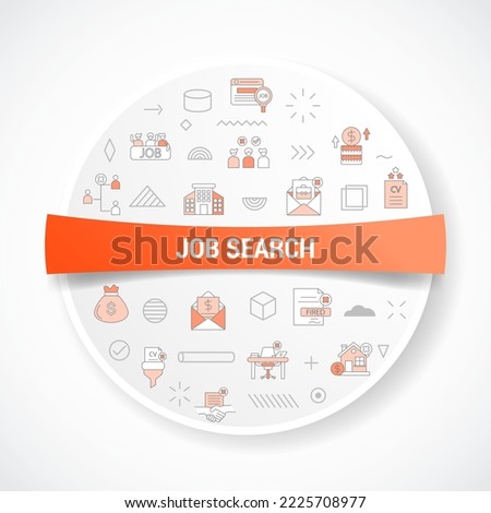 job search concept with icon concept with round or circle shape for badge