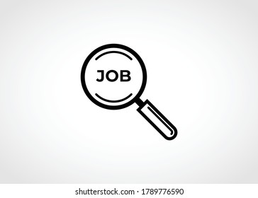 Job search concept icon. Vector illustration of lens focusing on job.