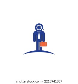 Job Search Consulting Logo Vector. Icon For Work Finder Solution. Connect People, Employer Find And Recruitment Expert Worker. Humanity Occupation. Professional HRD Of BLK LPK. Apply To Web Site App