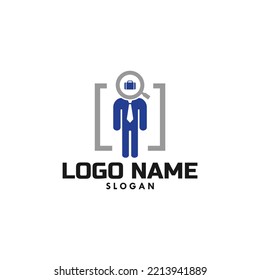 Job Search Consulting Logo Vector. Icon For Work Finder Solution. Connect People, Employer Find And Recruitment Expert Worker. Humanity Occupation. Professional HRD Of BLK LPK. Apply To Web Site App