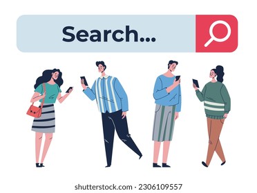 Job search find research internet vacancy concept. Vector graphic design element illustration
 