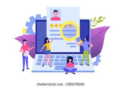 Job search, Head Hunting or Recruitment, hiring employees, concept. Flat vector illustration