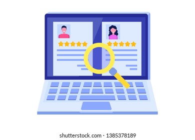 Job search, Head Hunting or Recruitment, hiring employees, concept. Flat vector illustration