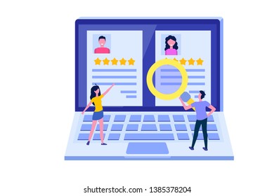 Job search, Head Hunting or Recruitment, hiring employees, concept. Flat vector illustration
