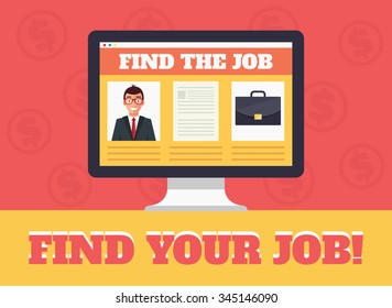 Job search and human resources. Vector flat illustration