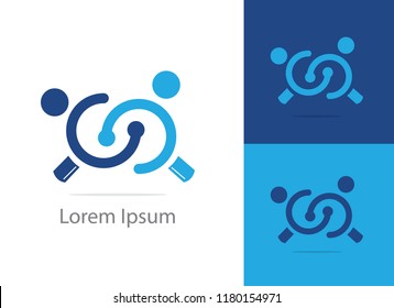 Job search icon with magnifying glass, Choose people for hire symbol. Job or employee logo, Recruitment agency vector illustration.
