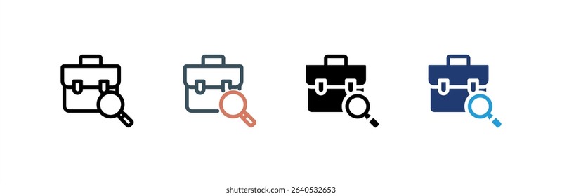 Job Search icon set multiple style collection. Vector illustration.