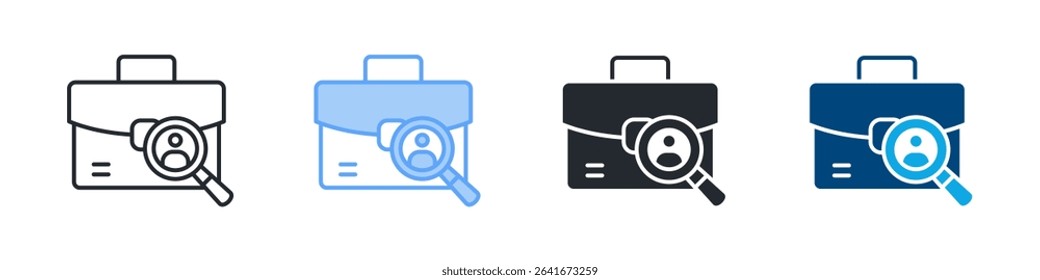 Job Search Icon Set Multiple Style. Design In Outline, Blue, Glyph, Dualtone