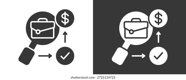 Icono De Búsqueda De Trabajo Conjunto De Colección De Vector Aislado En Blanco Y Negro