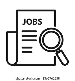 Job search icon. Stroke outline style. Vector. Isolate on white background.