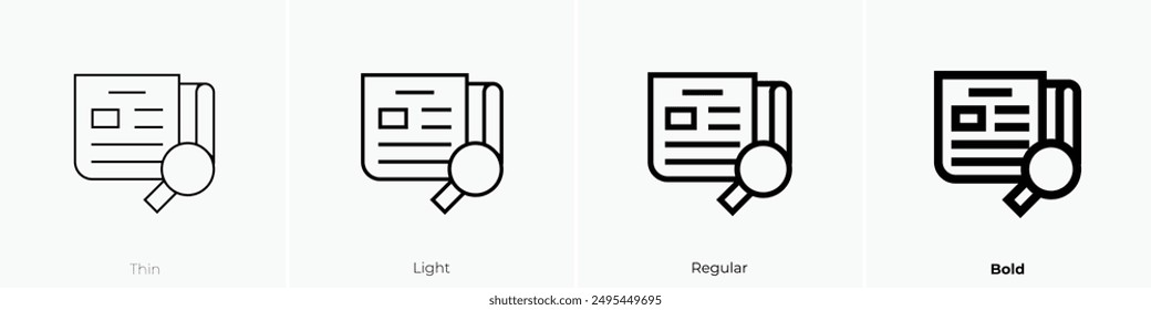 icono de búsqueda de trabajo. Diseño de estilo fino, ligero, regular y audaz aislado sobre fondo blanco