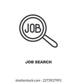 job search icon. Thin line job search icon from Human Resources collection. Outline vector isolated on white background. Editable job search symbol can be used web and mobile