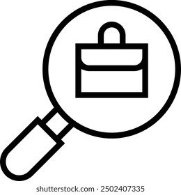 icono de búsqueda de empleo. Diseño de estilo lineal delgado aislado sobre fondo blanco
