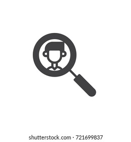 Job search icon vector, filled flat sign, solid pictogram isolated on white. Symbol, logo illustration.