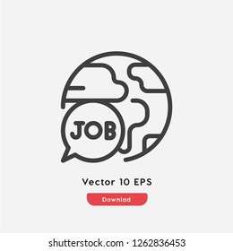 Job search icon vector. Job symbol. Linear style sign for mobile concept and web design. Job search symbol illustration. Pixel vector graphics - Vector.
