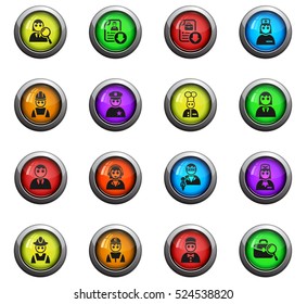 job search icons on color round glass buttons for your design