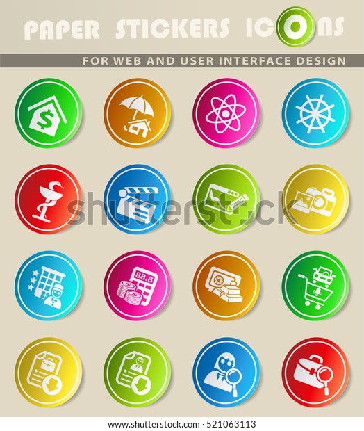 job\
search icons on color paper stickers for your\
design