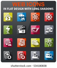 job search icons set in flat design with long shadow