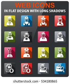 job search icons set in flat design with long shadow