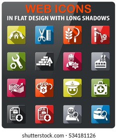 job search icons set in flat design with long shadow