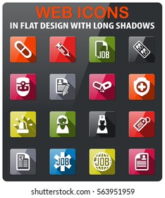 job search icons set in flat design with long shadow