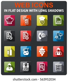 job search icons set in flat design with long shadow