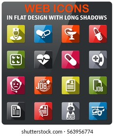 job search icons set in flat design with long shadow