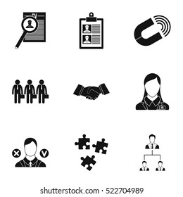 Job search icons set. Simple illustration of 9 job search vector icons for web