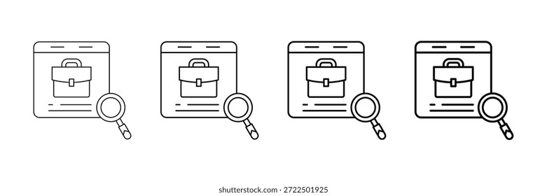 Iconos de Búsqueda de trabajo Conjunto de Vectores en diferentes estilos de línea de trazo