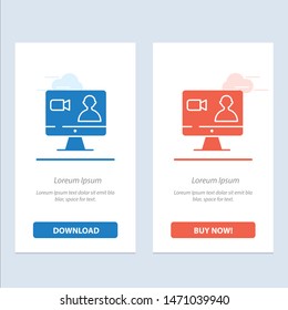 Job, Search, Internet, Computer  Blue and Red Download and Buy Now web Widget Card Template. Vector Icon Template background
