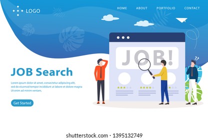 Job Search Landing Page, Website Template, Easy to edit and customize, Vector illustration