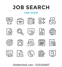 Job search line icons set. Modern outline elements, graphic design concepts, simple symbols collection. Vector line icons